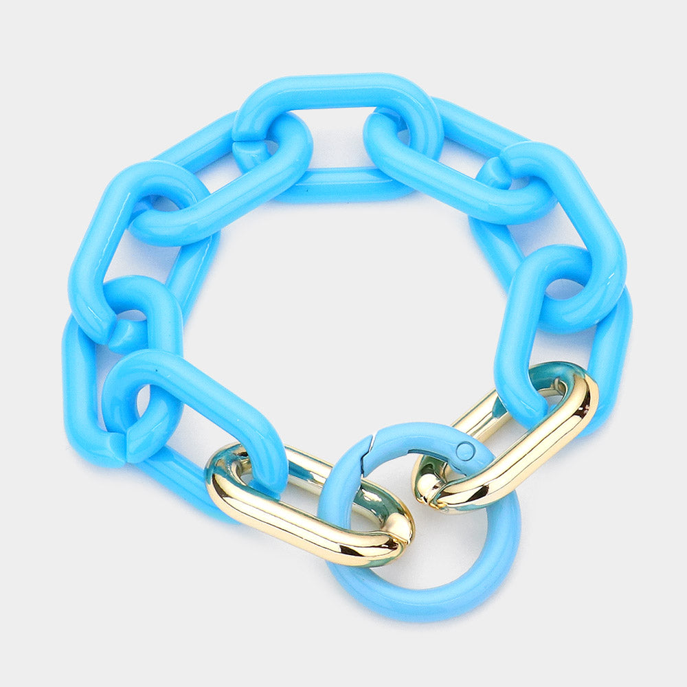 Madeline Love Turquoise Resin Open Circle Accented Oval Link Bracelet - Bracelets