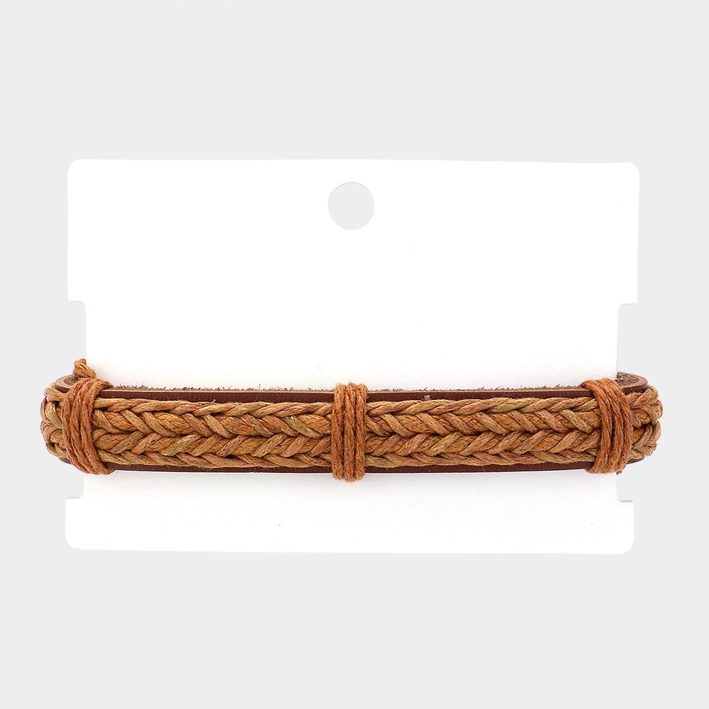 Madeline Love Brown Unisex Bohemian Wax Rope Braided Adjustable Bracelet - Bracelets