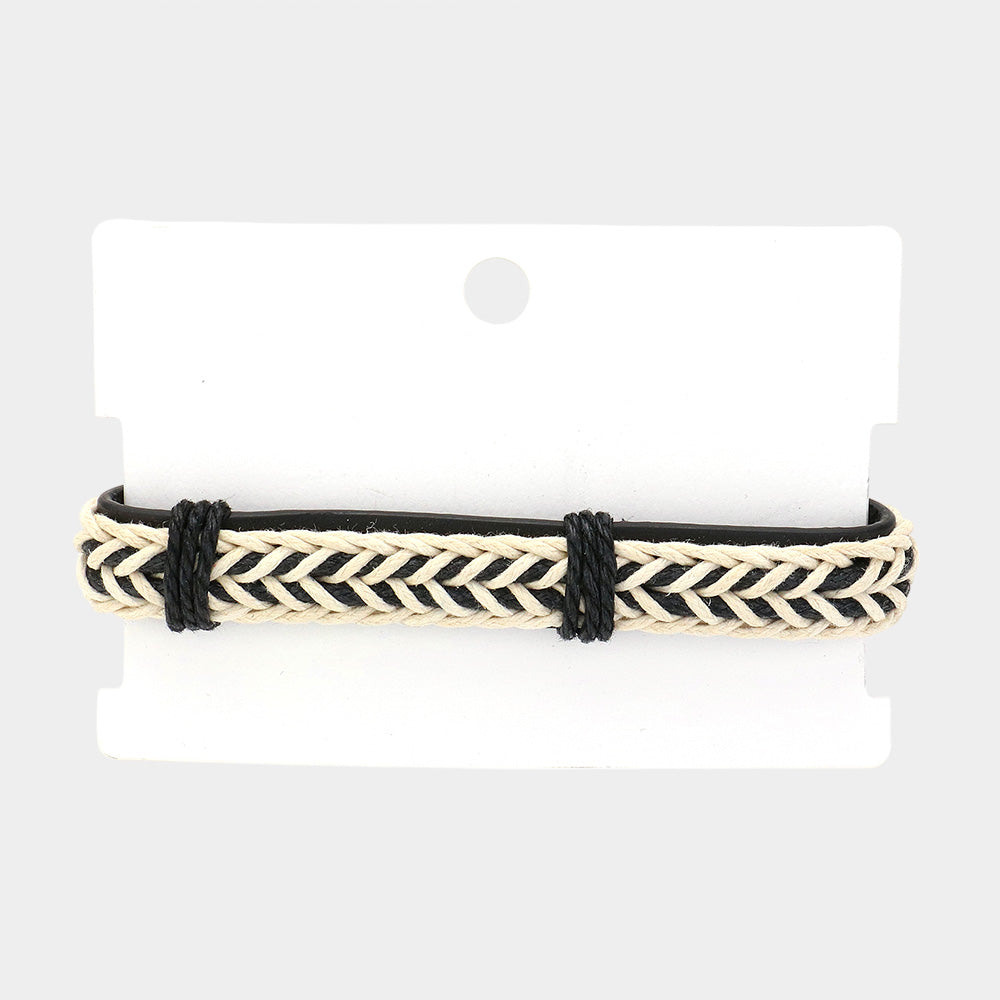 Madeline Love Black, Neutral Unisex Bohemian Wax Rope Braided Adjustable Bracelet - Bracelets