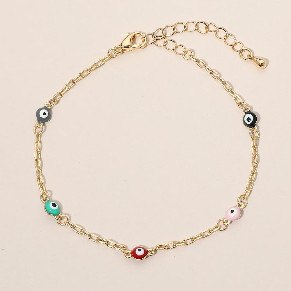Madeline Love Gold, Multi Evil Eye Bead Station Bracelet - Bracelets