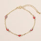 Madeline Love Gold, Red Evil Eye Bead Station Bracelet - Bracelets