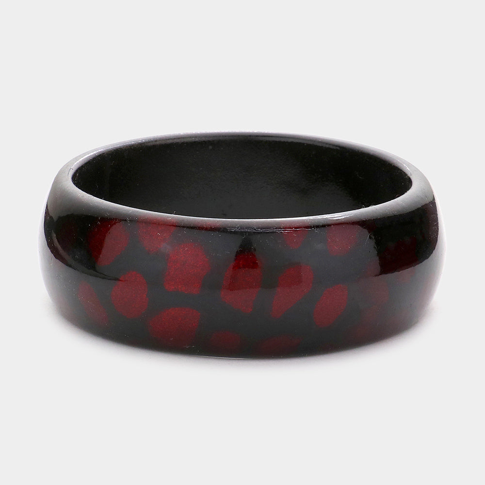 Madeline Love Black, Red Shimmery Teardrop Dot Bangle Bracelet - Bracelets