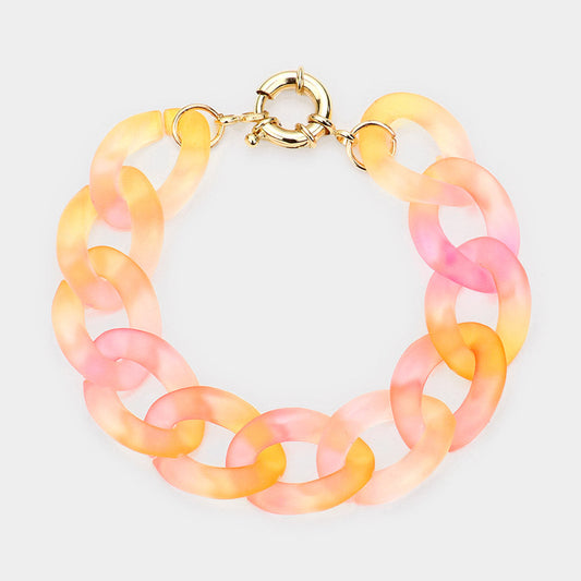 Madeline Love Pink Ombre Resin Chain Link Bracelet - Bracelets