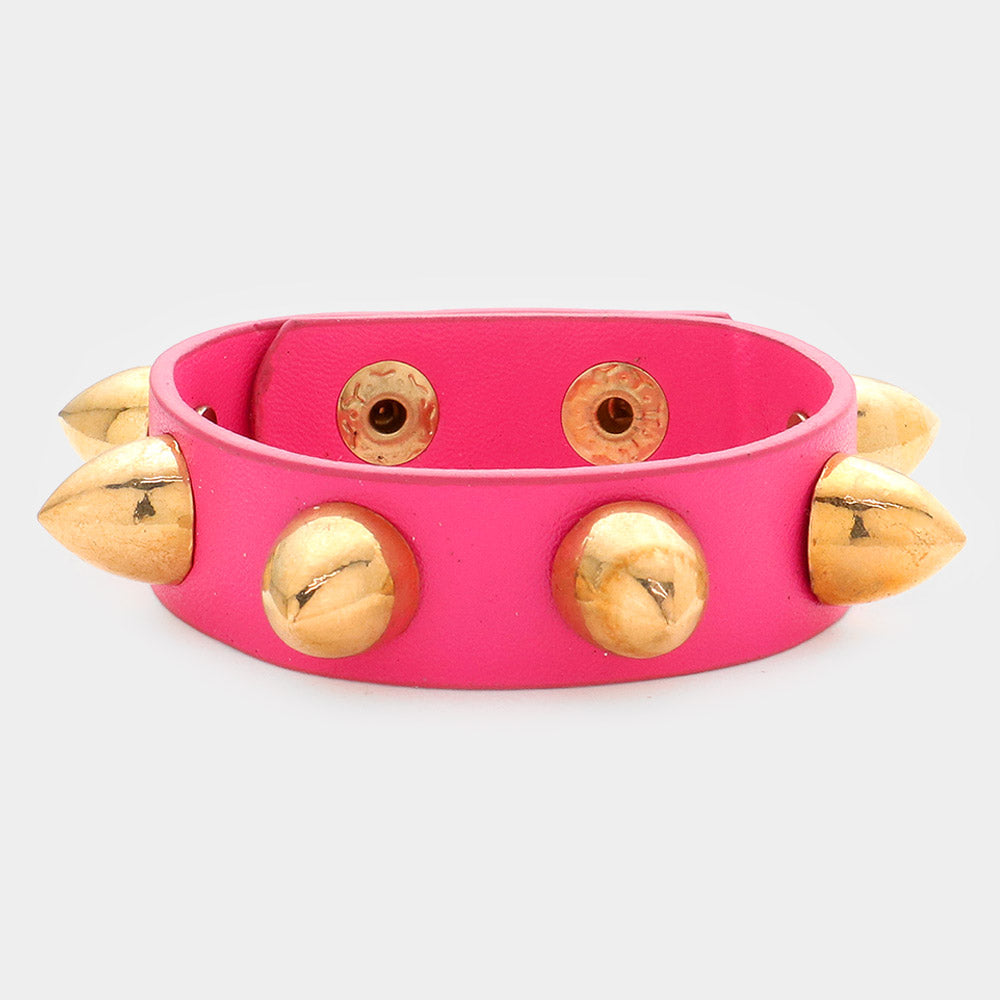 Madeline Love Pink Studded Leather Band Bracelet - Bracelets