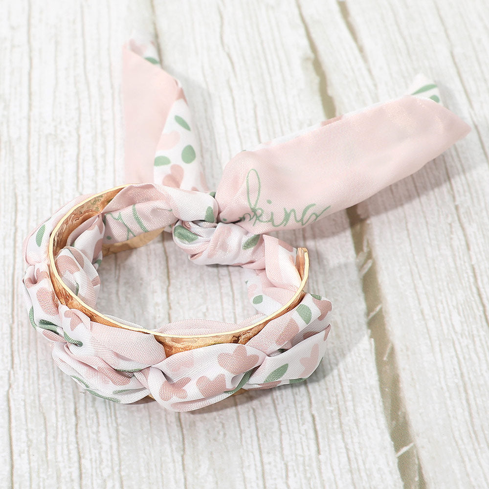 Madeline Love Pink Adjustable Fabric Scarf Knot Wrap Metal Cuff Bracelet - Bracelets