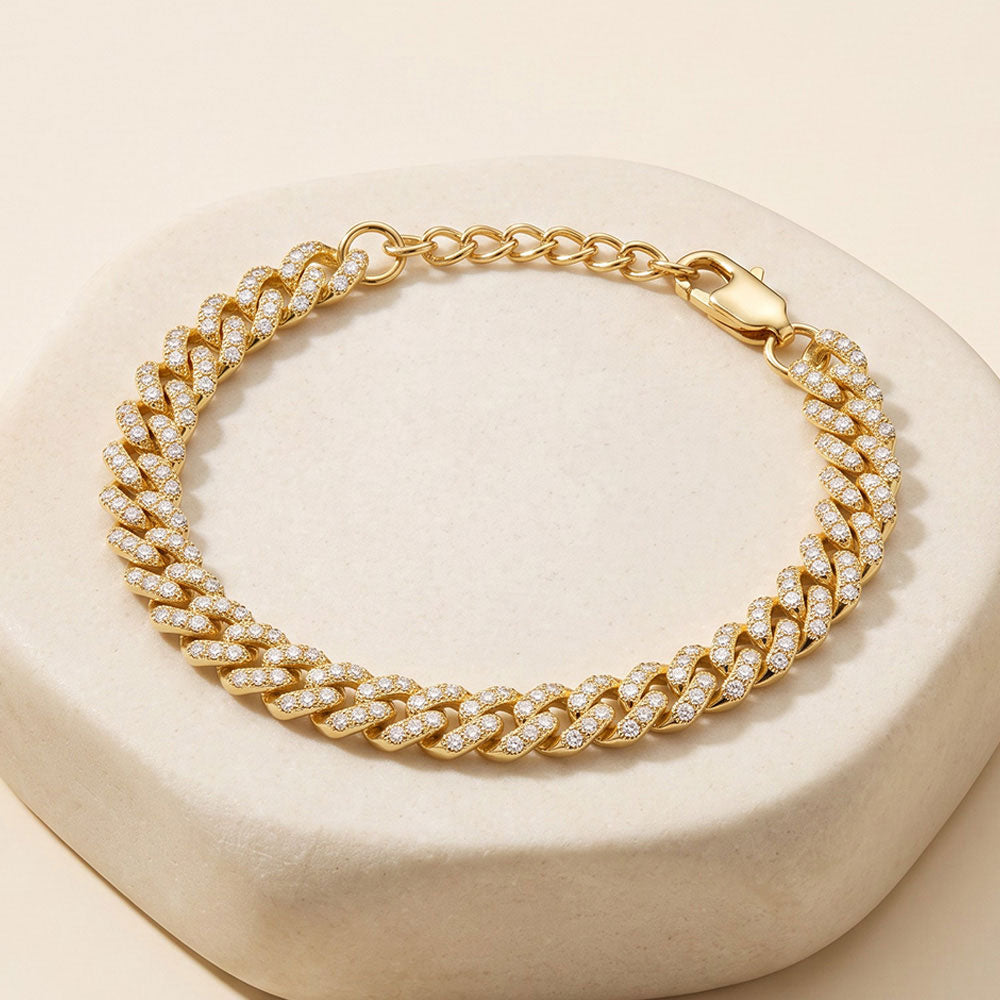 Madeline Love Gold Stainless Steel CZ Pave Curb Chain Bracelet