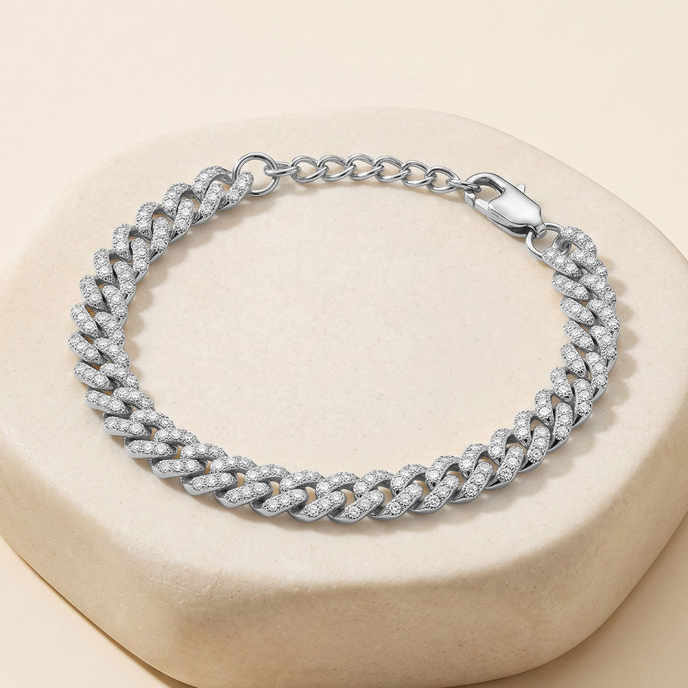 Madeline Love Silver Stainless Steel CZ Pave Curb Chain Bracelet