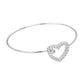 CZ Stone Paved Open Heart Accented Bangle Bracelet
