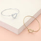 CZ Stone Paved Open Heart Accented Bangle Bracelet