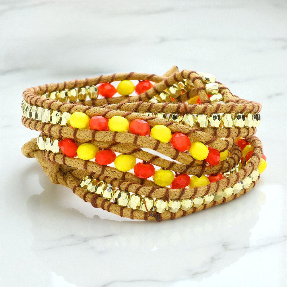 Madeline Love Orange Beaded Wrap Bracelet - Bracelets