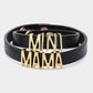 Madeline Love Black, Gold 2PCS - MINI MAMA Message Faux Leather Button Snap Bracelets Set