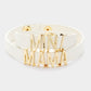 Madeline Love Gold, White 2PCS - MINI MAMA Message Faux Leather Button Snap Bracelets Set