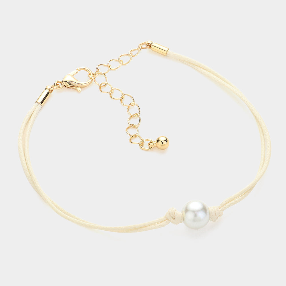 Madeline Love Ivory Pearl Pointed Wax Rope Bracelet - Bracelets
