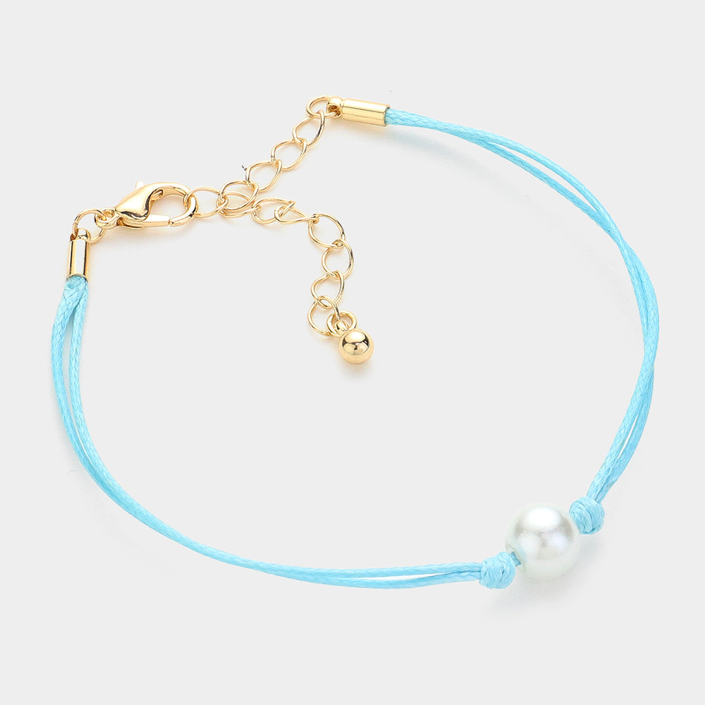 Madeline Love Turquoise Pearl Pointed Wax Rope Bracelet - Bracelets