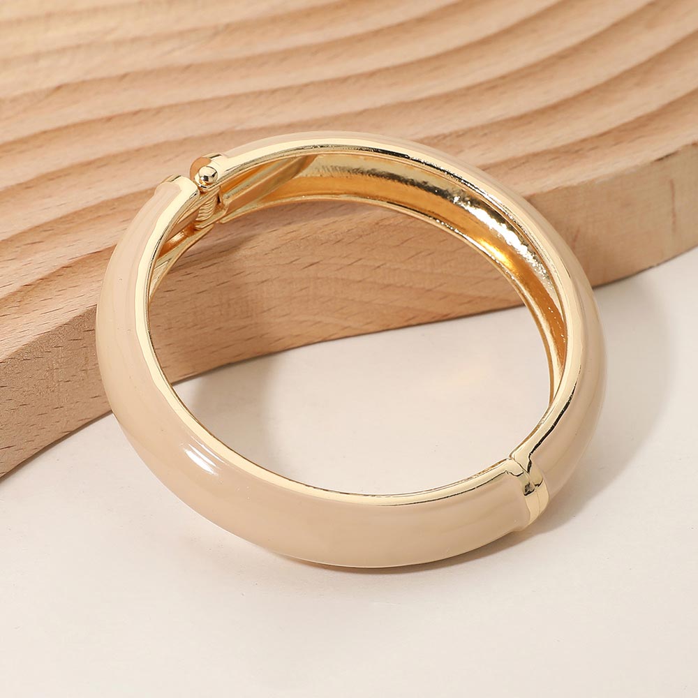 Madeline Love Ivory Enamel Inlay Hinged Bangle Bracelet - Bracelets