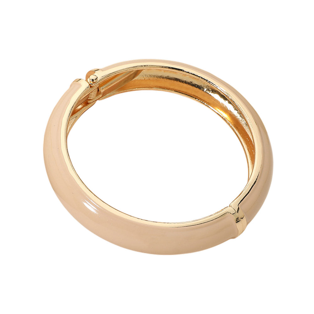 Madeline Love Ivory Enamel Inlay Hinged Bangle Bracelet - Bracelets - desc