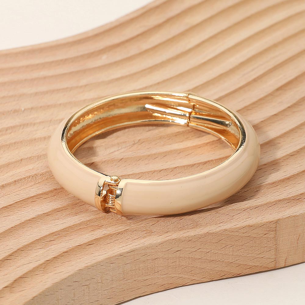 Madeline Love Ivory Enamel Inlay Hinged Bangle Bracelet - Bracelets - extra