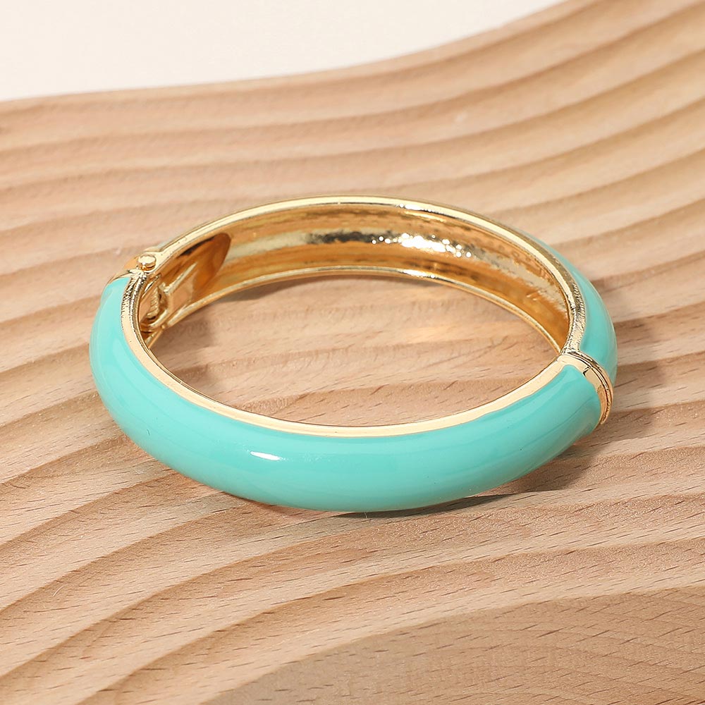 Madeline Love Turquoise Enamel Inlay Hinged Bangle Bracelet - Bracelets