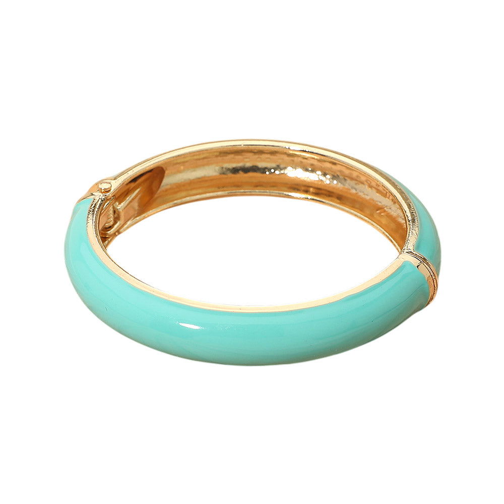 Madeline Love Turquoise Enamel Inlay Hinged Bangle Bracelet - Bracelets - desc