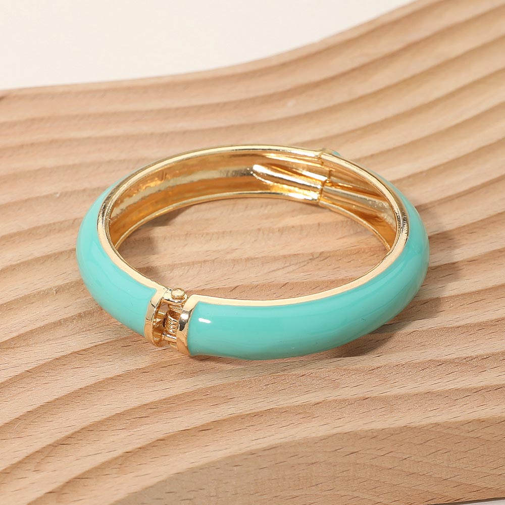 Madeline Love Turquoise Enamel Inlay Hinged Bangle Bracelet - Bracelets - extra