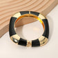 Madeline Love Black Bold Enamel Inlay Square Hinged Bangle Bracelet - Bracelets - extra
