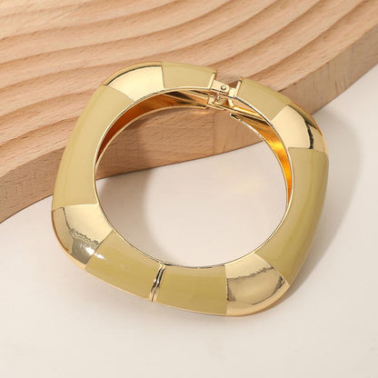 Madeline Love Ivory Bold Enamel Inlay Square Hinged Bangle Bracelet - Bracelets