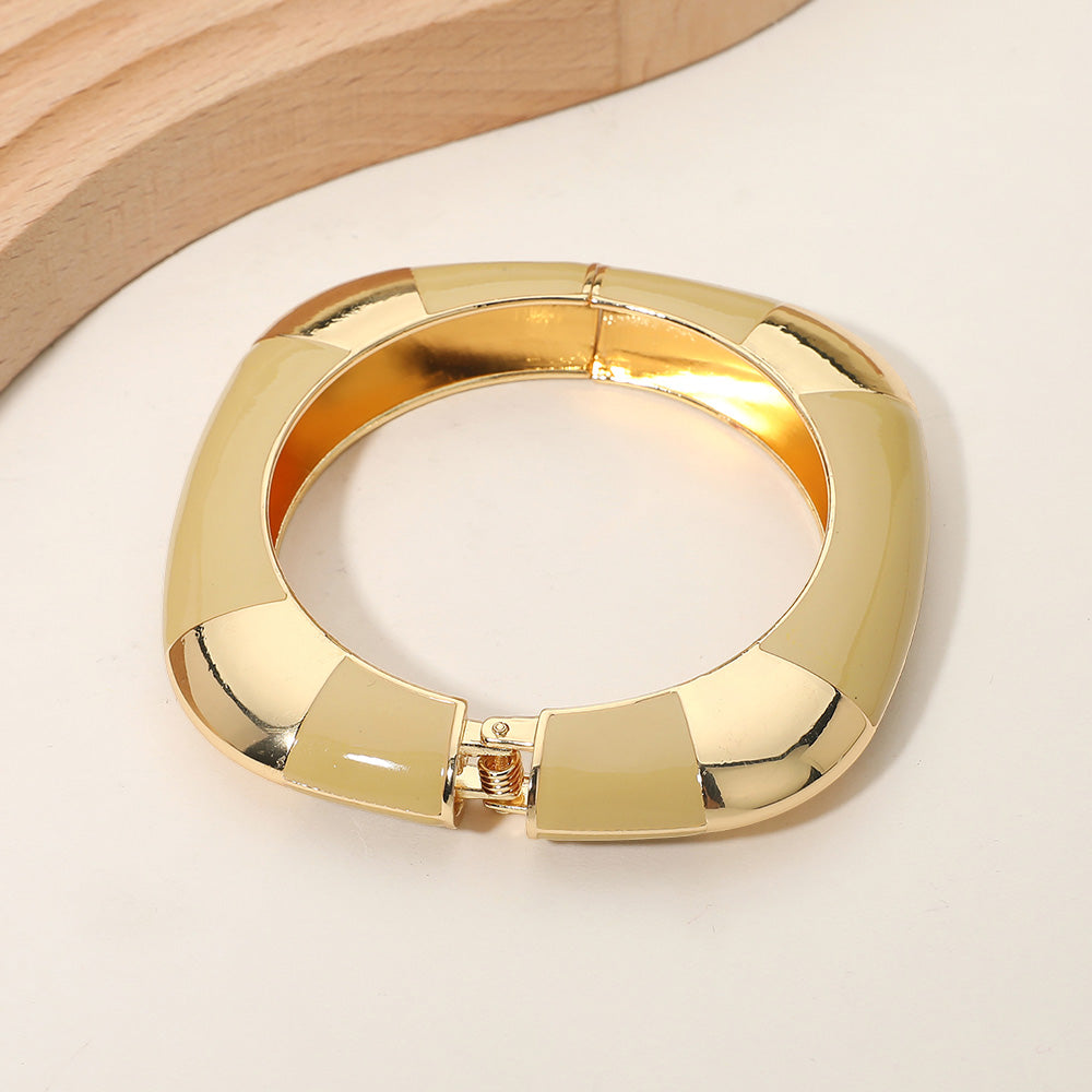 Madeline Love Ivory Bold Enamel Inlay Square Hinged Bangle Bracelet - Bracelets - extra