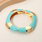Madeline Love Turquoise Bold Enamel Inlay Square Hinged Bangle Bracelet - Bracelets