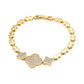 Madeline Love Gold Triple CZ Stone Paved Quatrefoil Link Beaded Bracelet - Earrings - desc