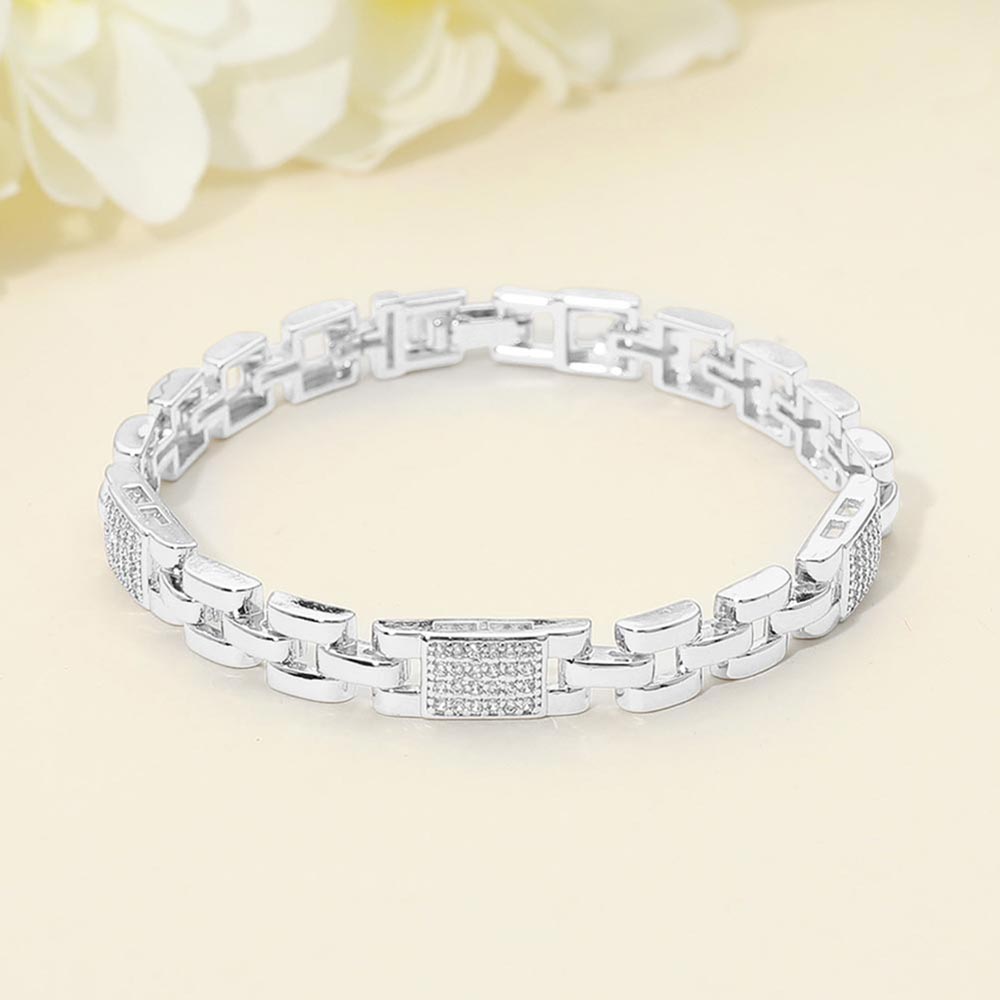 Madeline Love Rhodium CZ Pave Link Bracelet