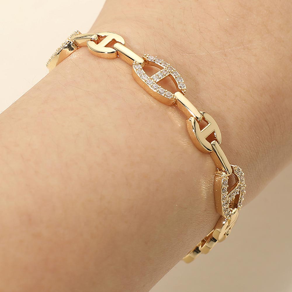 Madeline Love Gold CZ Pave Geometric Link Bracelet