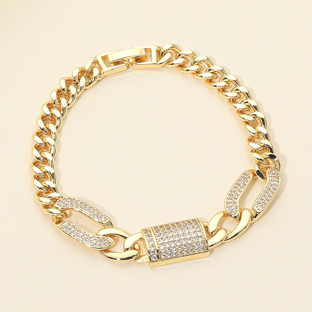 Madeline Love Gold CZ Pave Charm Link Chain Bracelet
