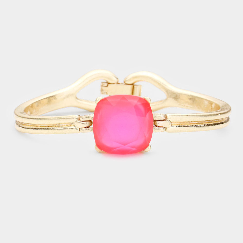 Madeline Love Neon, Pink Square Stone Accented Bracelet - Bracelets