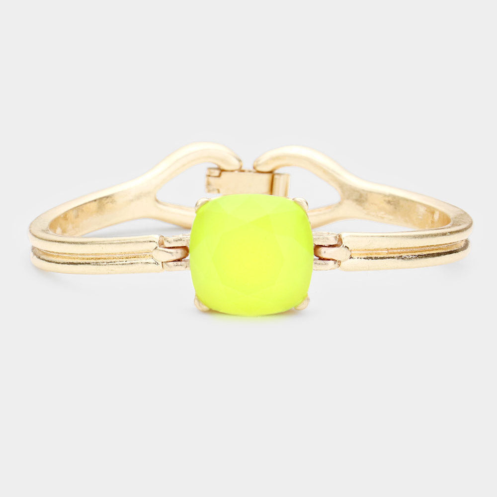 Madeline Love Neon, Yellow Square Stone Accented Bracelet - Bracelets