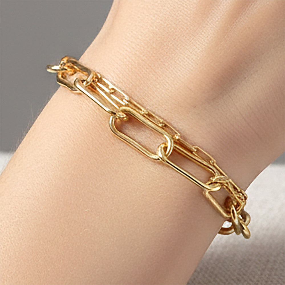 Madeline Love Gold Gold Dipped Chunky Double Layered Paperclip Chain Bracelet