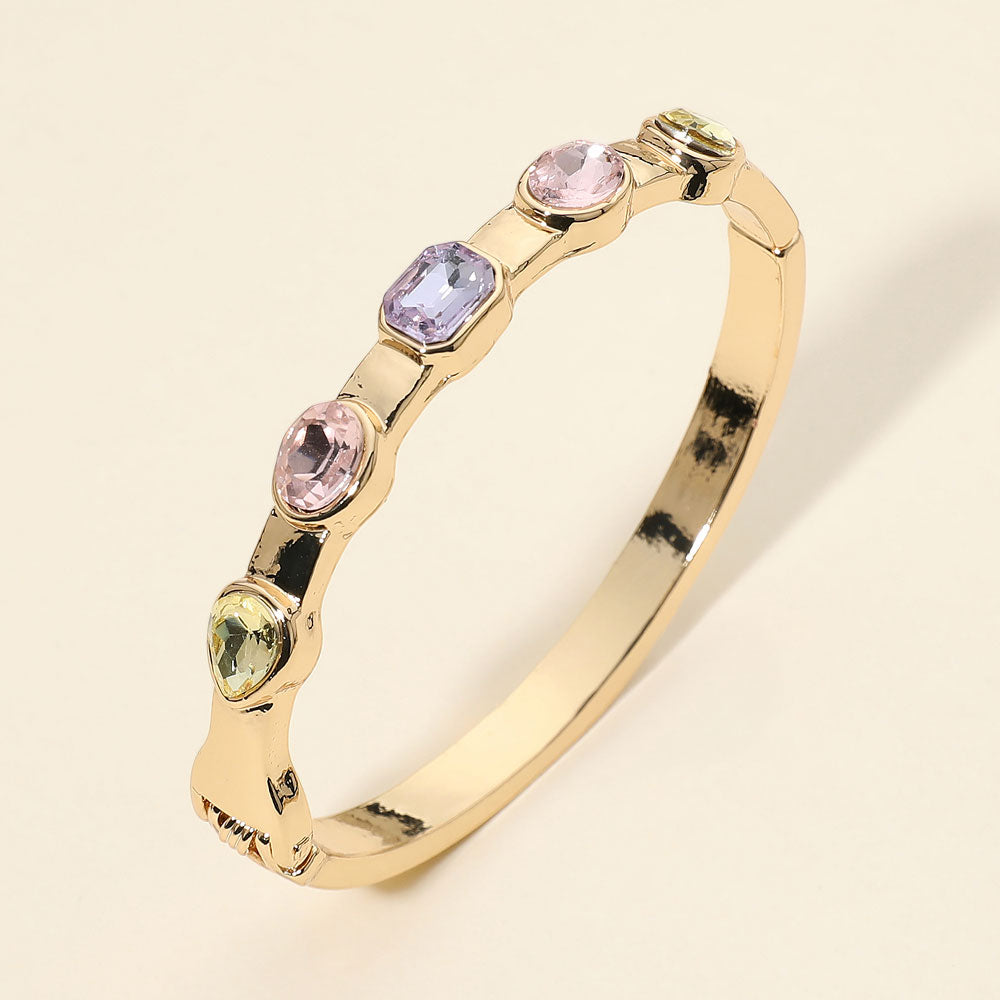 Madeline Love Light, Multi Multi Shaped Gem Accent Hinged Bangle Bracelet