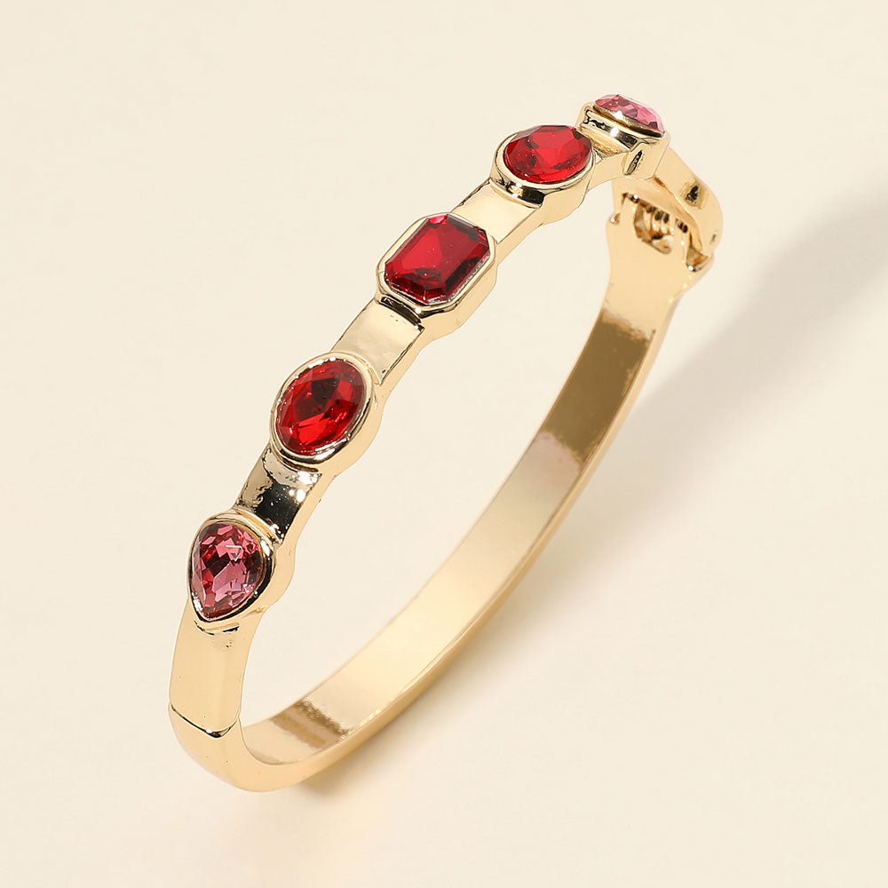 Madeline Love Multi, Red Multi Shaped Gem Accent Hinged Bangle Bracelet