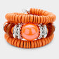 Madeline Love Orange Resin Ball Accented Wood Beaded Adjustable Bracelet - Bracelets