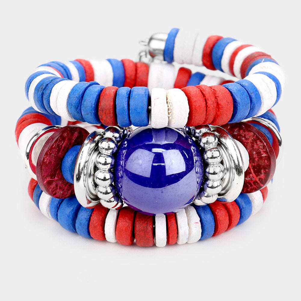 Madeline Love Multi Resin Ball Accented Wood Beaded Adjustable Bracelet - Bracelets