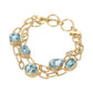 Madeline Love Aqua Faceted Oval Teardrop Rectangular Stone Cluster Link Metal Chain Layered Bracelet - Bracelets - desc