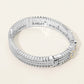 Madeline Love Topaz 14K Gold Plated CZ Bezel Station Accent Textured Hinged Bangle Bracelet - Bracelets - extra