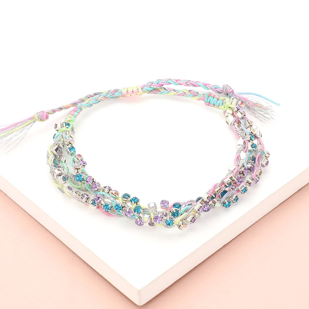 Madeline Love Multi Faceted Beaded Layered Adjustable Cinch Pull Tie Bracelet - Bracelets