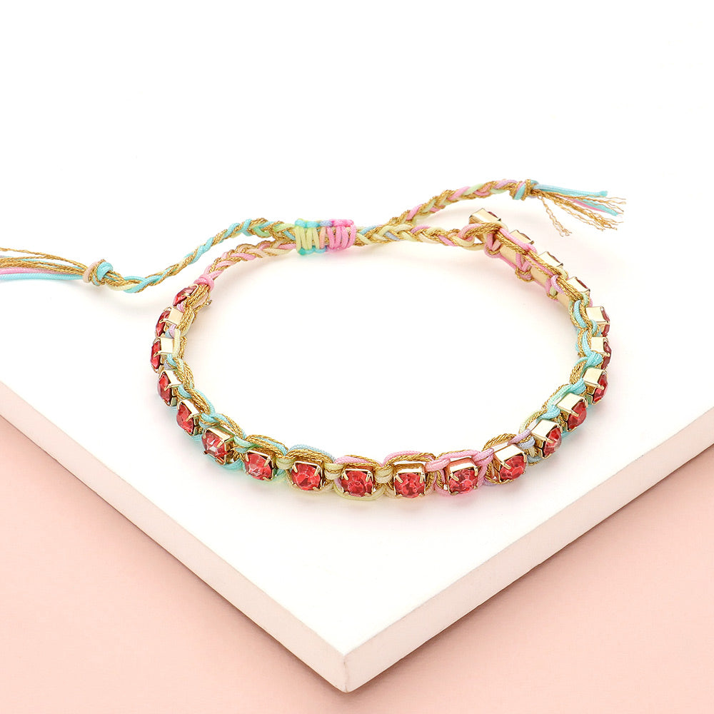 Madeline Love Coral Stone Cluster Beaded Adjustable Cinch Pull Tie Bracelet - Bracelets