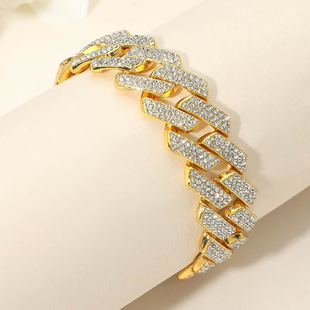 Madeline Love Gold Bold 20mm Rhinestone Pave Miami Cuban Link Chain Bracelet