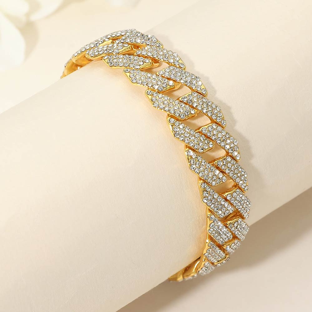 Madeline Love Gold Bold 15mm Rhinestone Pave Miami Cuban Link Chain Bracelet