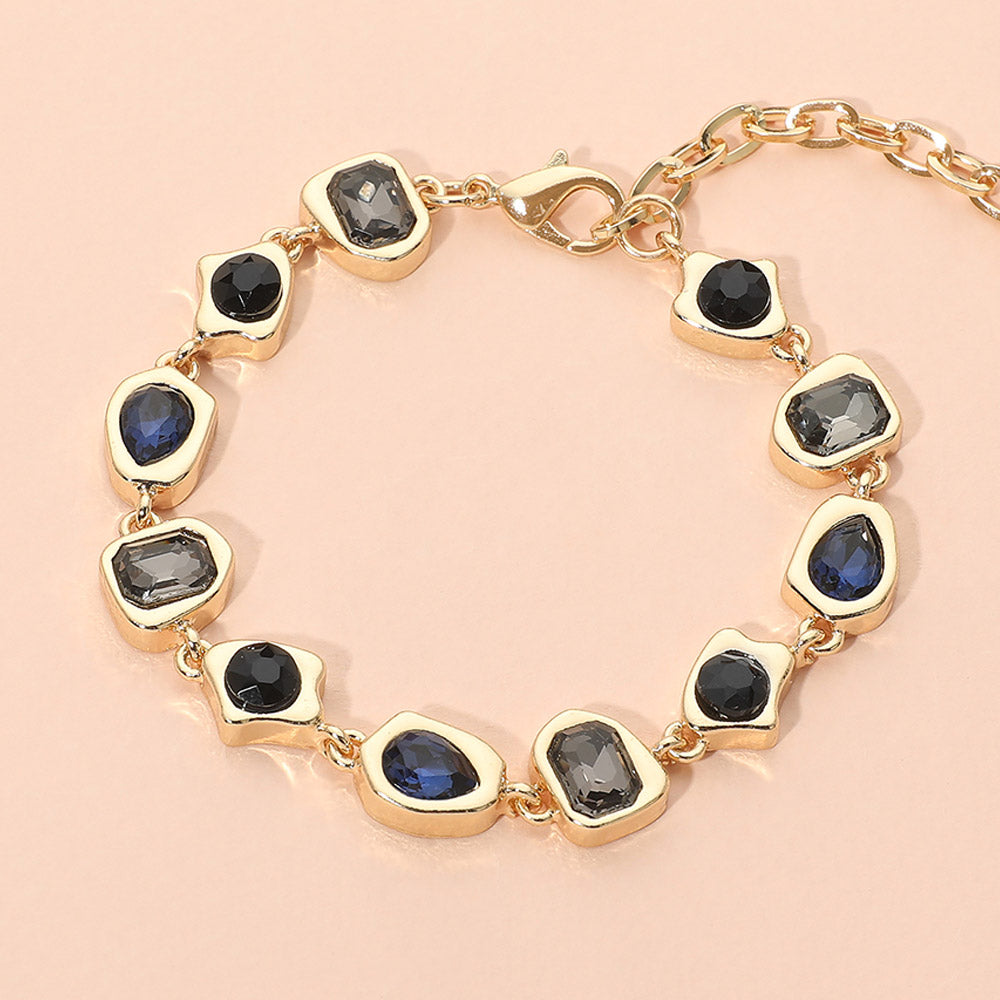 Madeline Love Jet Black Geometric Stone Frame Link Bracelet