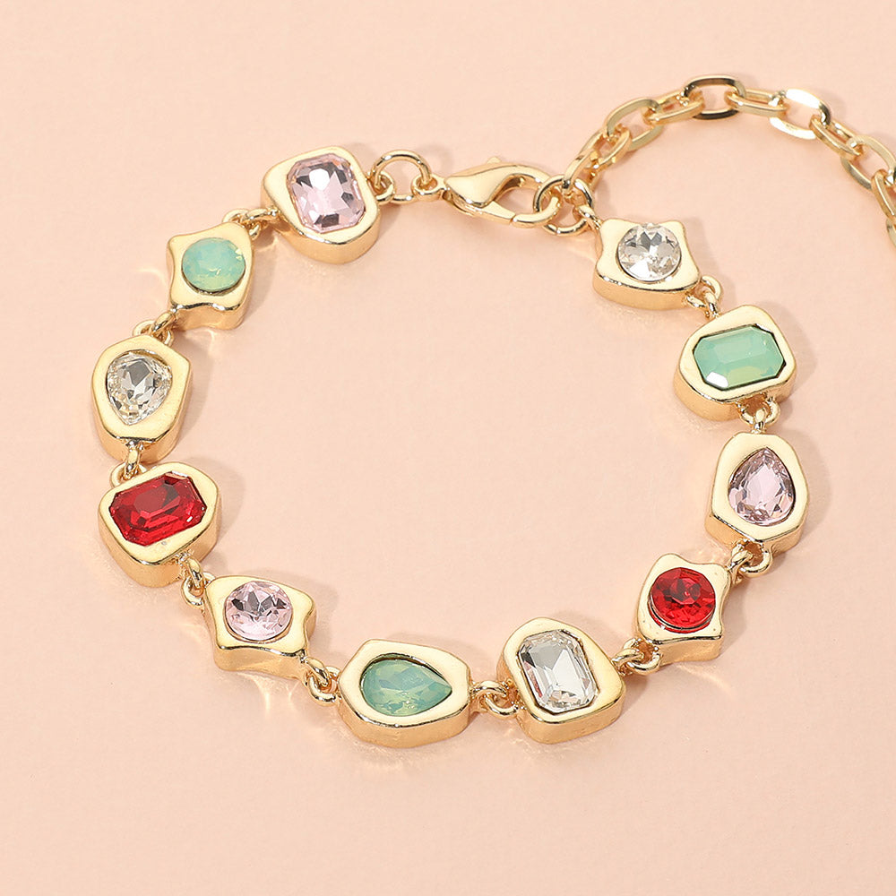 Madeline Love Multi Geometric Stone Frame Link Bracelet