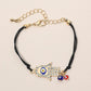 Madeline Love Black, Gold Hamsa Evil Eye Charm Accent Bracelet - Bracelets