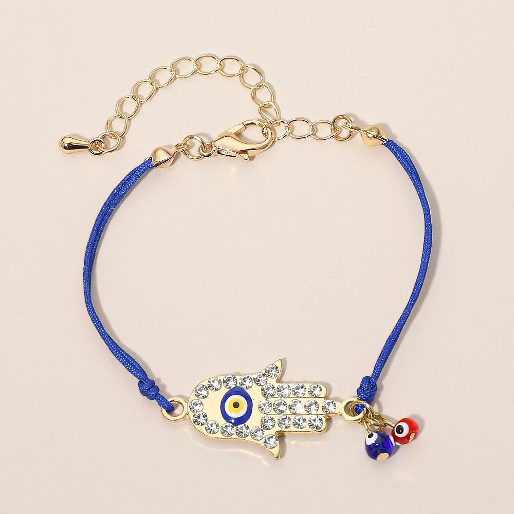 Madeline Love Blue, Gold Hamsa Evil Eye Charm Accent Bracelet - Bracelets