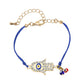 Madeline Love Blue, Gold Hamsa Evil Eye Charm Accent Bracelet - Bracelets - desc